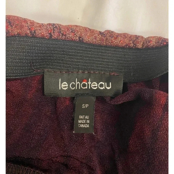 Le Chateau Shimmering Sleeveless Cocktail Burgundy & Gold Dress Size Small - Picture 7 of 9